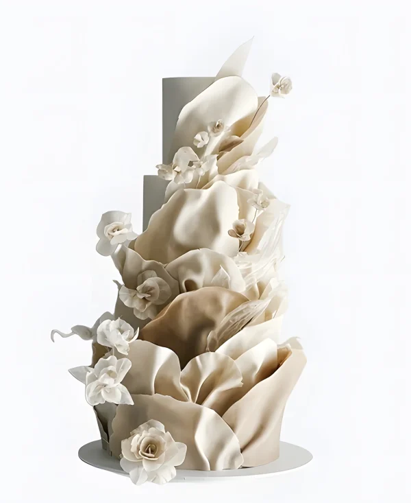 Эстететичный трендовый торт на свадьбу с цветами Фото