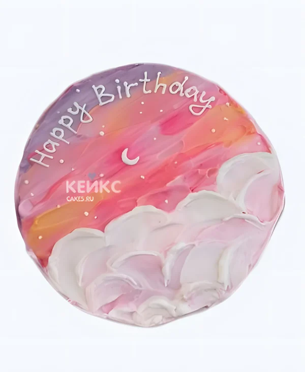 Эстетичный бенто-торт на 12 лет с закатом и звездами Фото