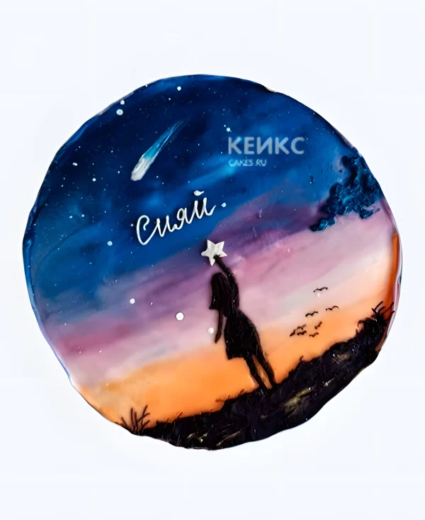 Эстетичный бенто-торт на 15 лет с силуэтом девушки Фото