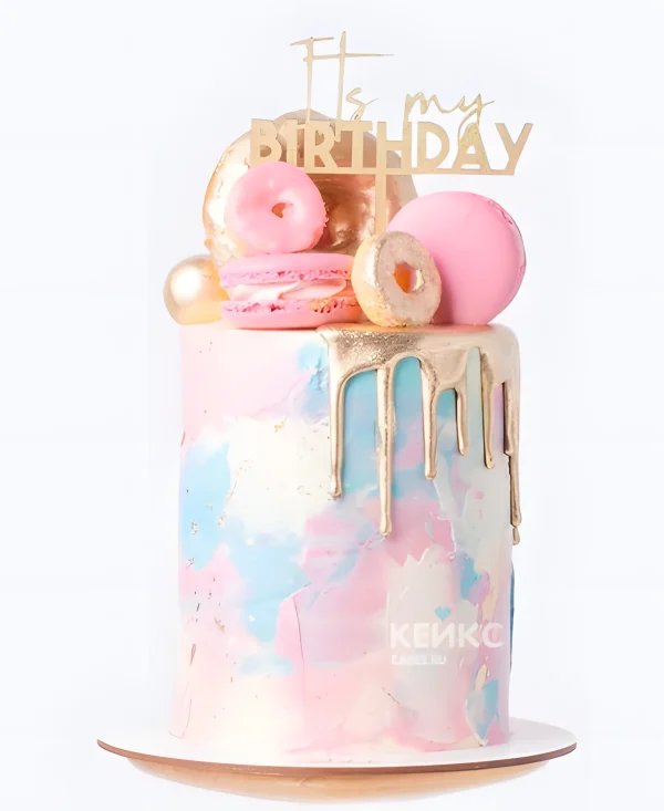 Эстетичный розовый торт девочке Фото