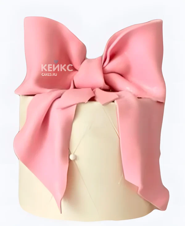 Эстетичный торт девочке с большим бантом Фото