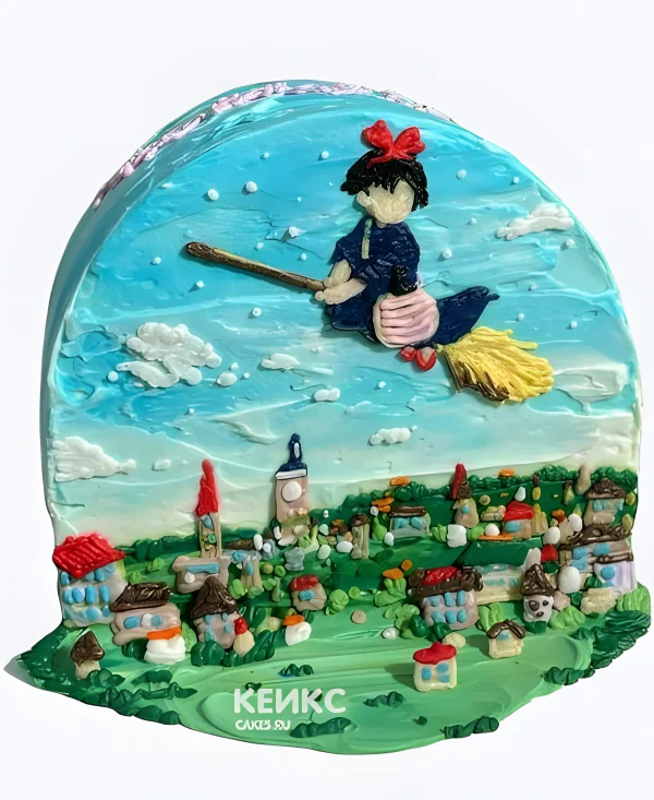Эстетичный торт на день рождения аниме Служба доставки Кики Фото