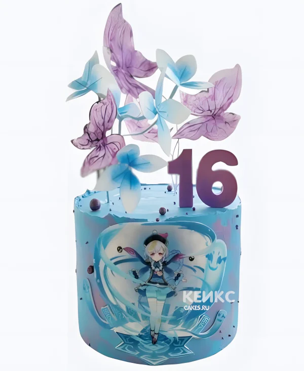 Эстетичный торт на день рождения Геншин Фото