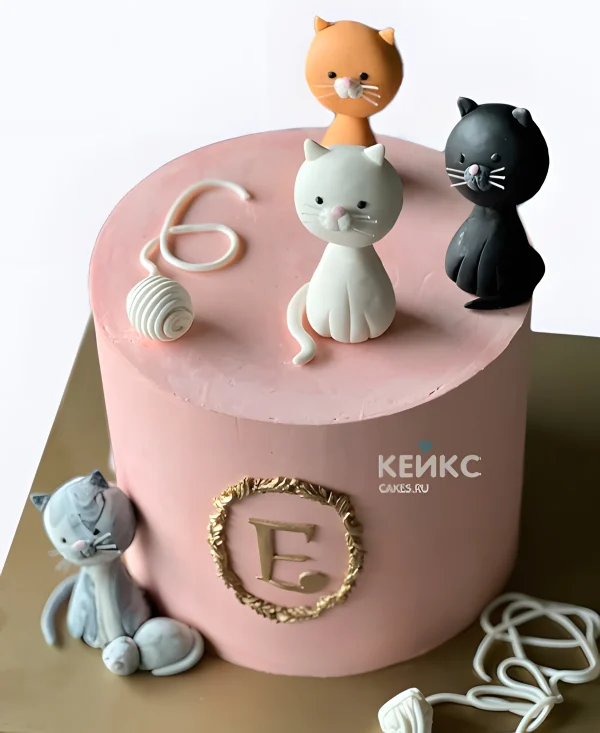 Эстетичный торт с котиками девочке Фото