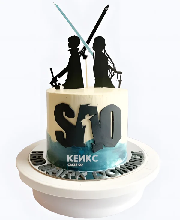 Торт с силуэтами из аниме Мастера меча онлайн Фото