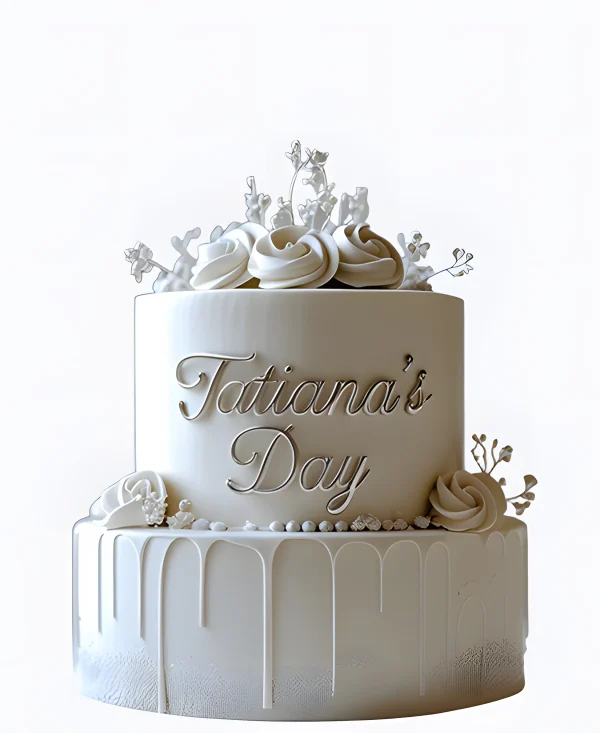 Эстетичный двухъярусный торт на Татьянин день Фото