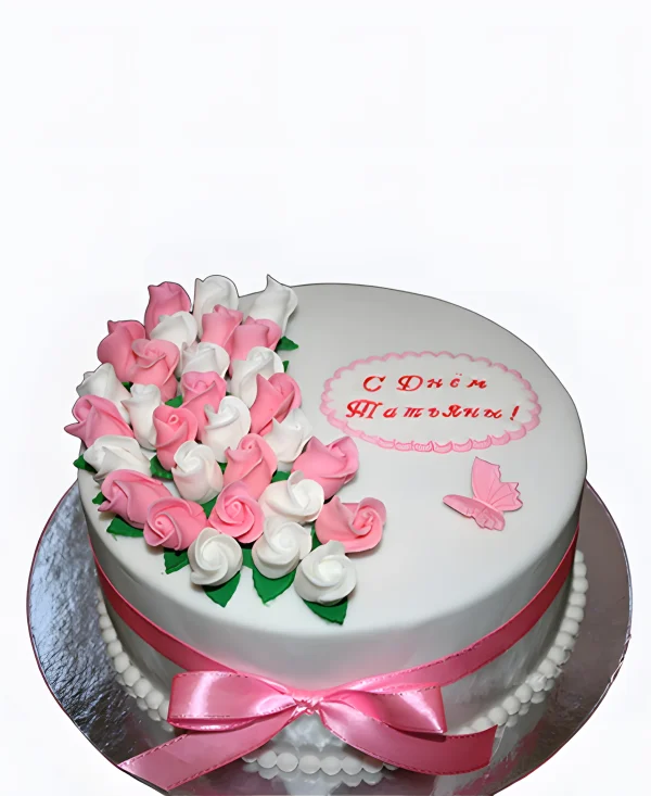 Эстетичный торт с цветами на Татьянин день Фото