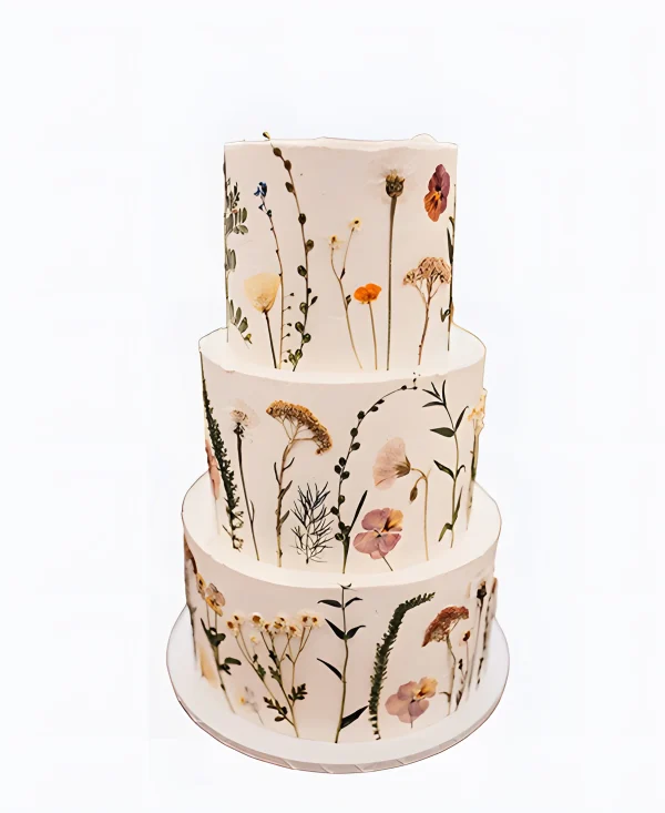 Эстетичный трендовый торт на свадьбу с сухоцветами Фото