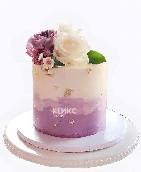 Фиолетовый свадебный торт Три розы Фото