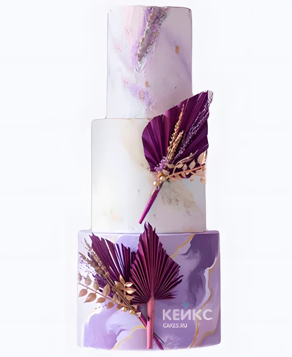 Фиолетовый свадебный торт Утонченность Фото