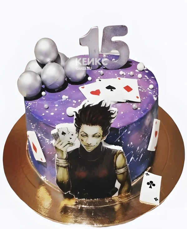 Фиолетовый торт на день рождения аниме Хантер х Хантер Фото