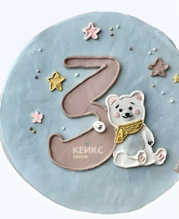 Голубой бенто-тортик на день рождения 3 года Фото