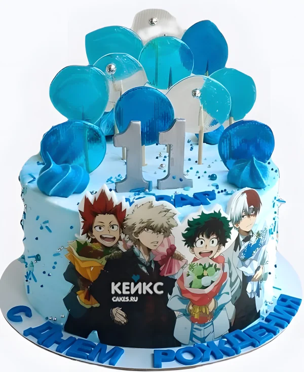 Голубой торт с леденцами аниме Моя геройская академия Фото
