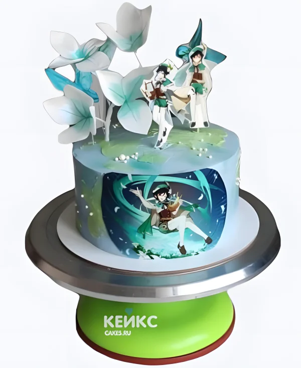 Голубой торт в стиле Венти из Геншин Фото