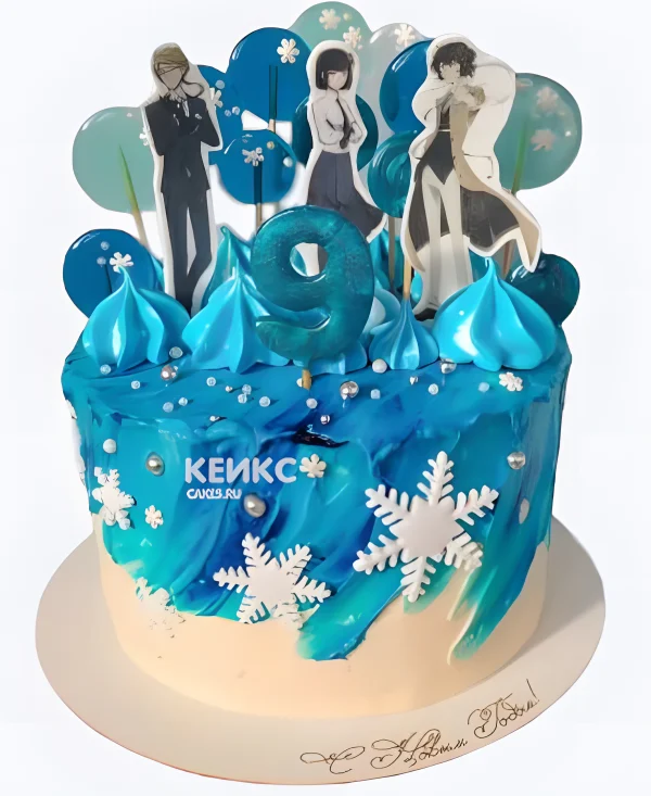 Голубой торт с аниме Бродячие псы Фото