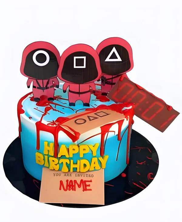 Голубой торт с таймером Фото