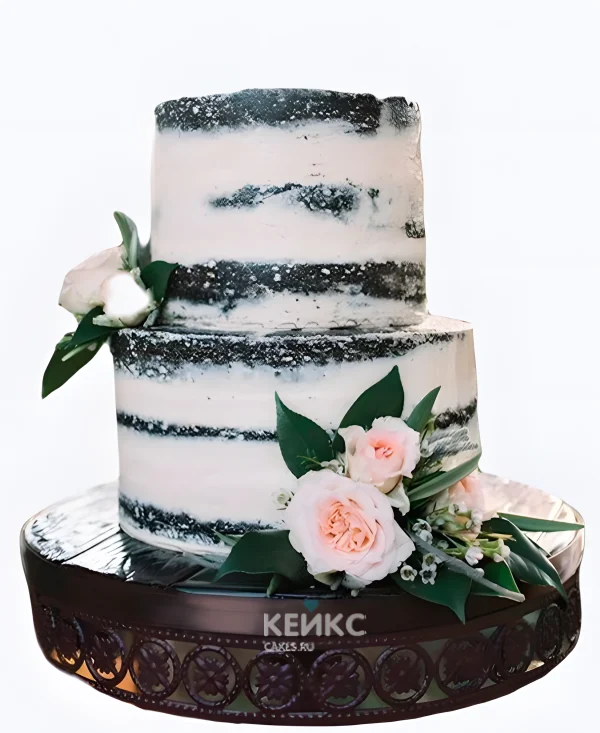 Голый свадебный торт розы на ветке Фото