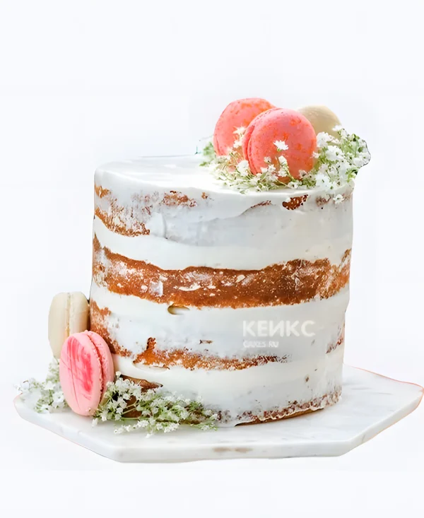 Голый свадебный торт с макарон Фото