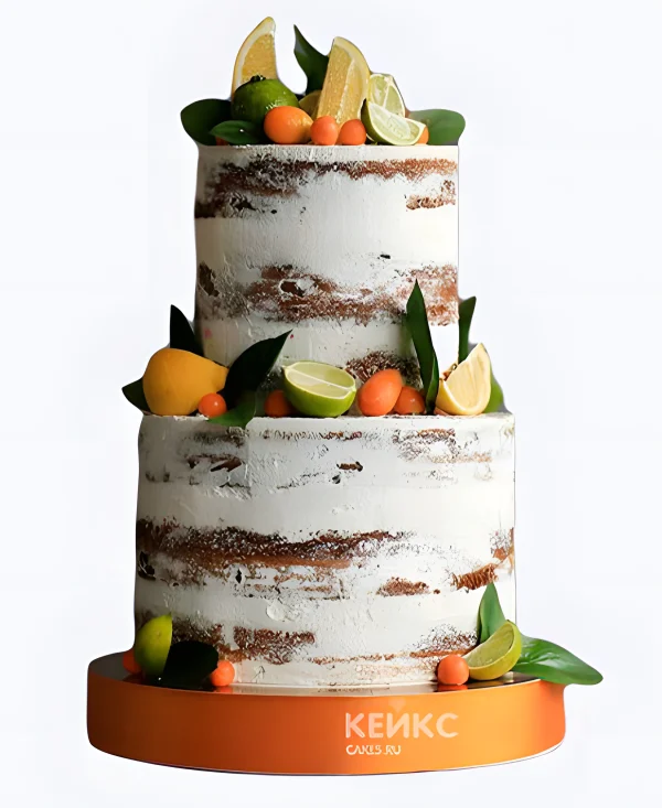 Голый свадебный торт Цитрусовые Фото