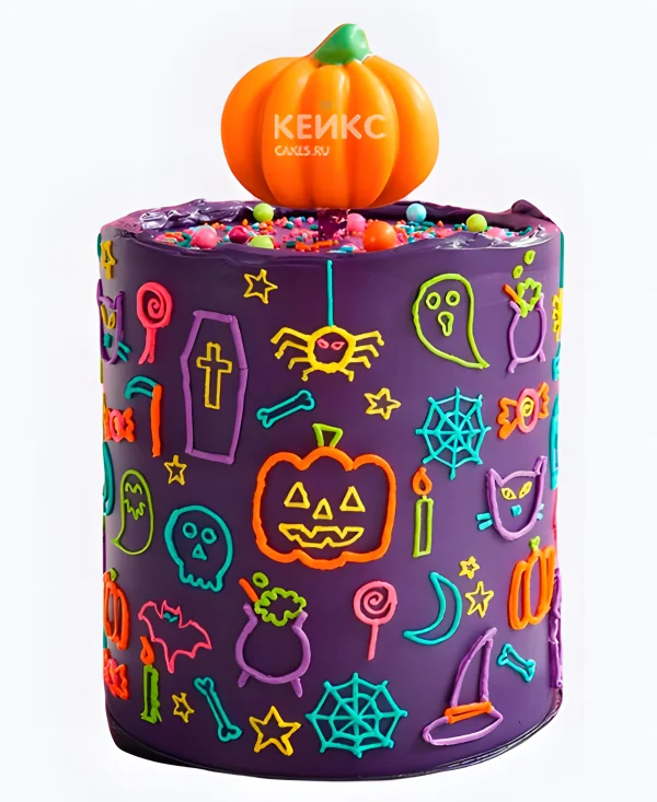 Яркий бенто торт на Хэллоуин Фото