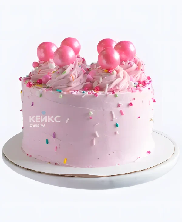 Яркий розовый торт для девочки Фото
