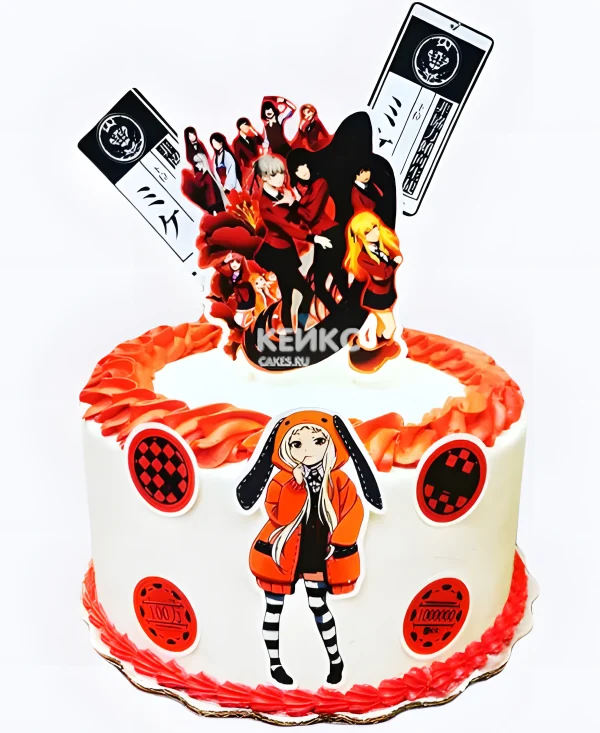 Яркий торт на день рождения аниме Безумный азарт Фото