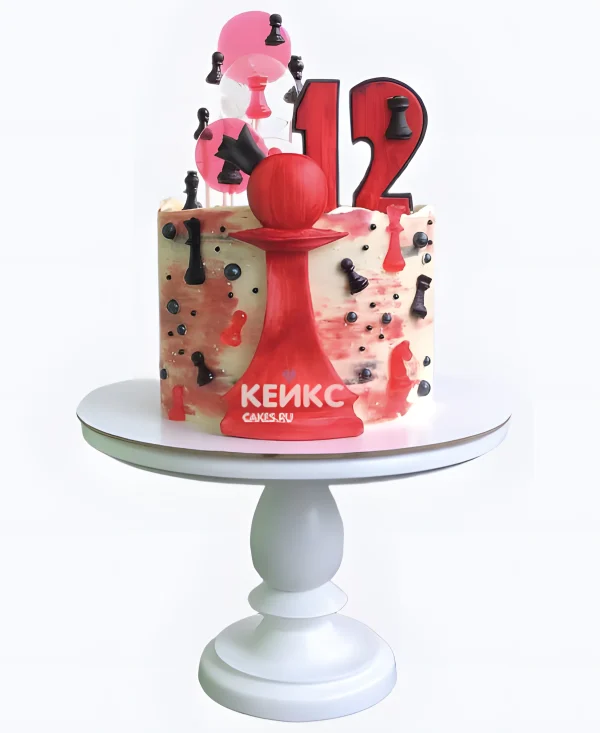 Яркий торт шахматы на 12 лет Фото