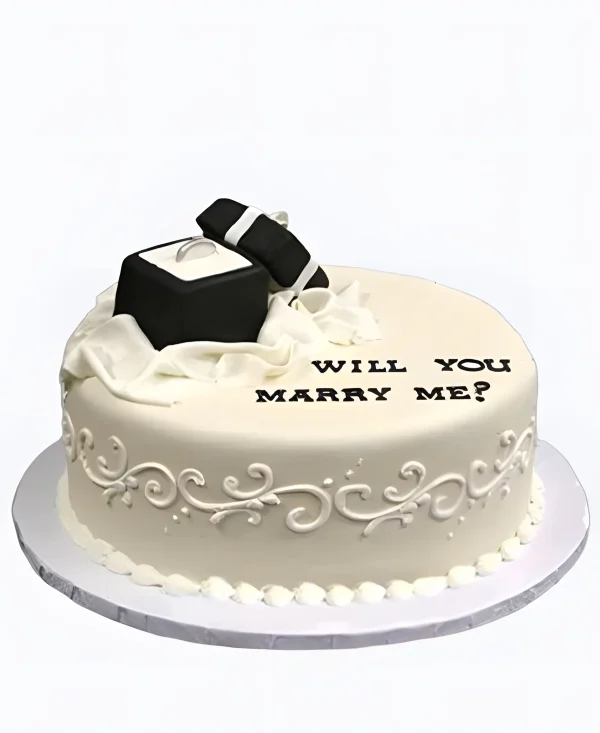 Изящный торт на сватовство с кольцом Фото