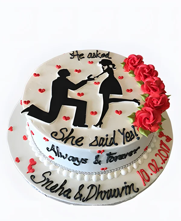 Изящный торт с кремовыми розами на сватовство Фото