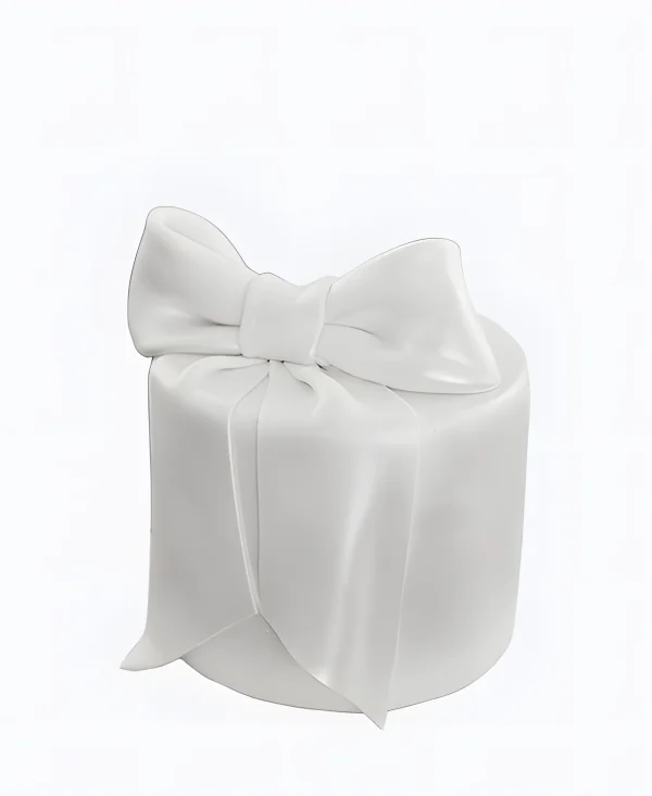 Изящный трендовый торт с белым бантом на свадьбу Фото