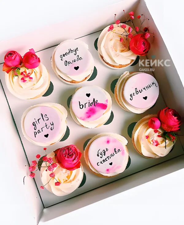 Капкейки на девичник Розы Фото