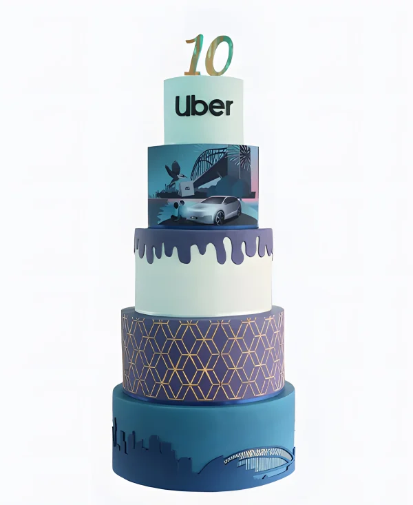Корпоративный торт пятиярусный с фотопечатью Фото