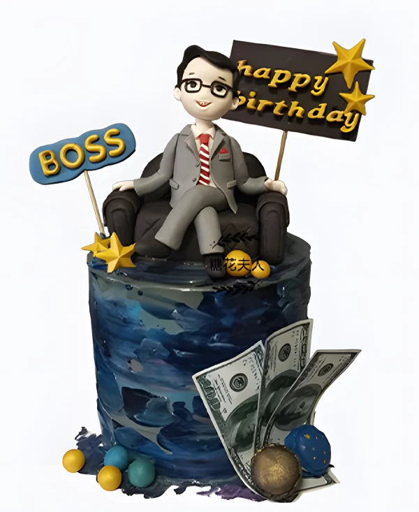 Корпоративный торт с фигуркой босса Фото