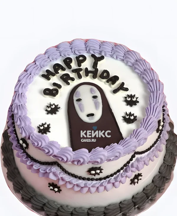 Красивый кремовый торт на день рождения аниме Унесенные призраками Фото