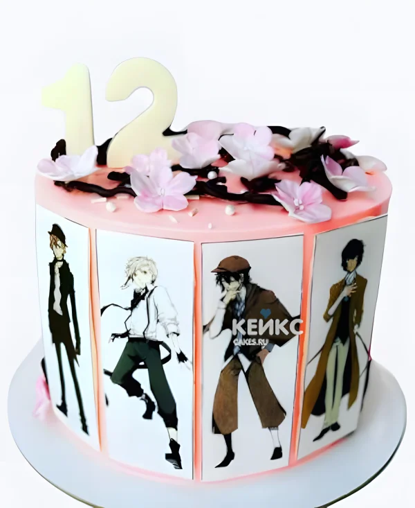Торт с аниме Бродячие псы на день рождения Фото
