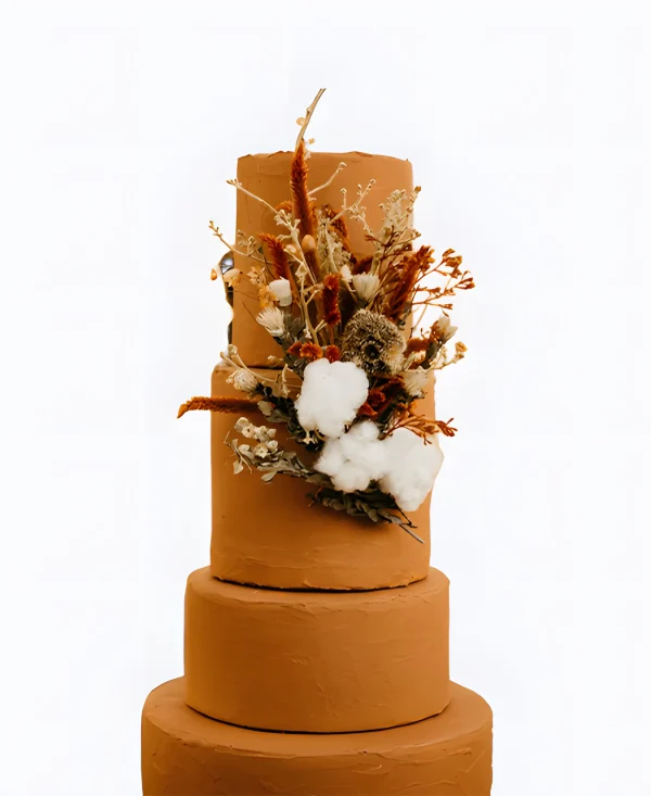Красивый трендовый торт с сухоцветами на свадьбу Фото