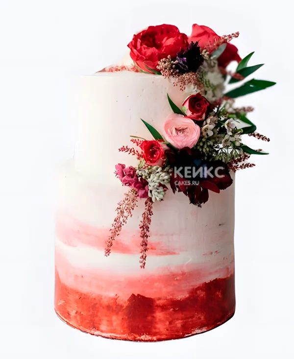 Красный свадебный торт Цветочная брошь Фото