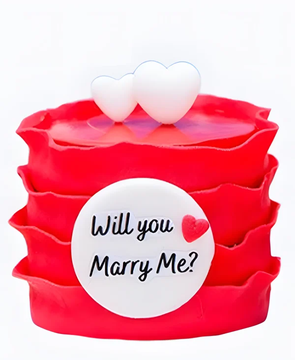 Красный торт с сердечками на сватовство Фото
