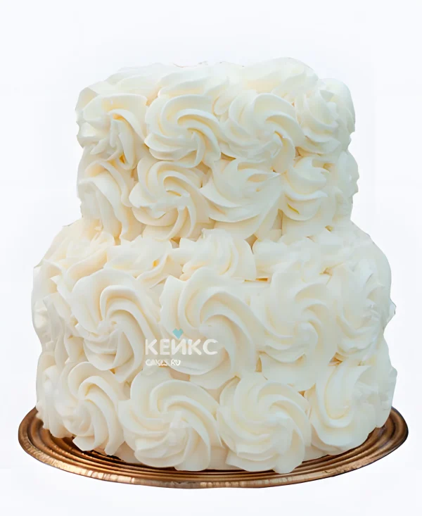 Кремовый свадебный торт Розы Фото