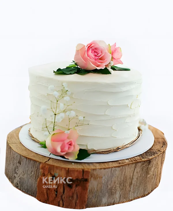 Кремовый свадебный торт Три розы Фото