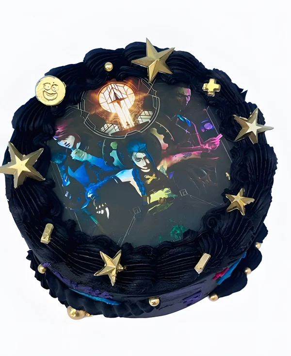 Кремовый черный торт с фотопечатью Аркейн Фото