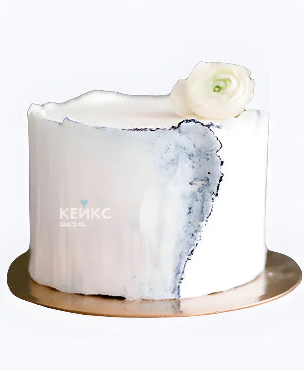 Круглый свадебный торт белый с розой Фото