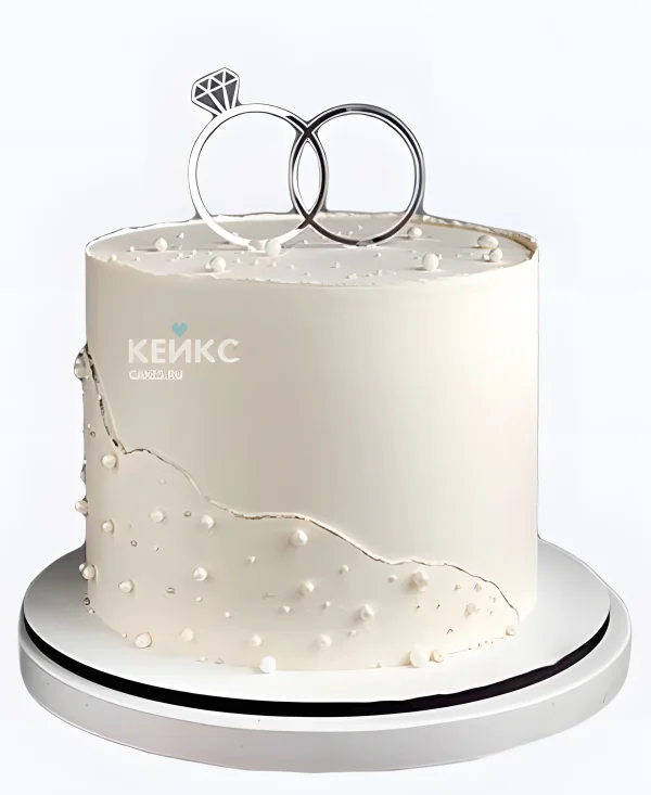 Круглый свадебный торт Два кольца Фото