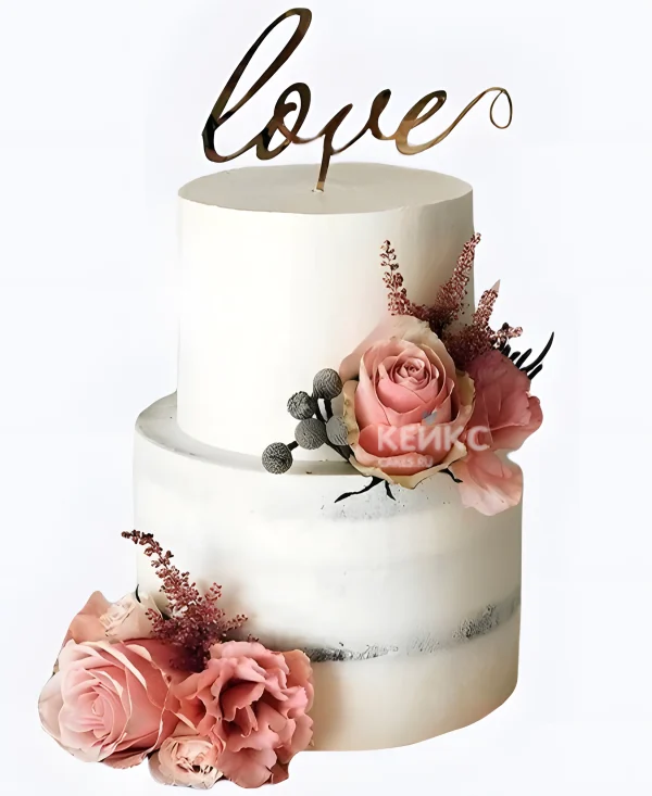 Свадебный торт с топпером Любовь Фото