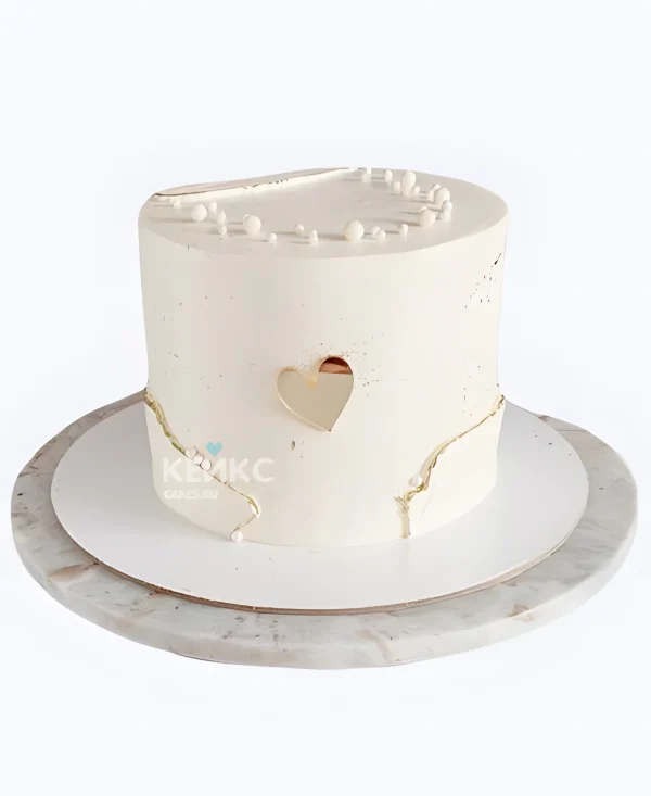 Круглый свадебный торт Сердечко Фото