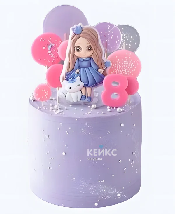 Лавандовый торт Принцессе с леденцами Фото