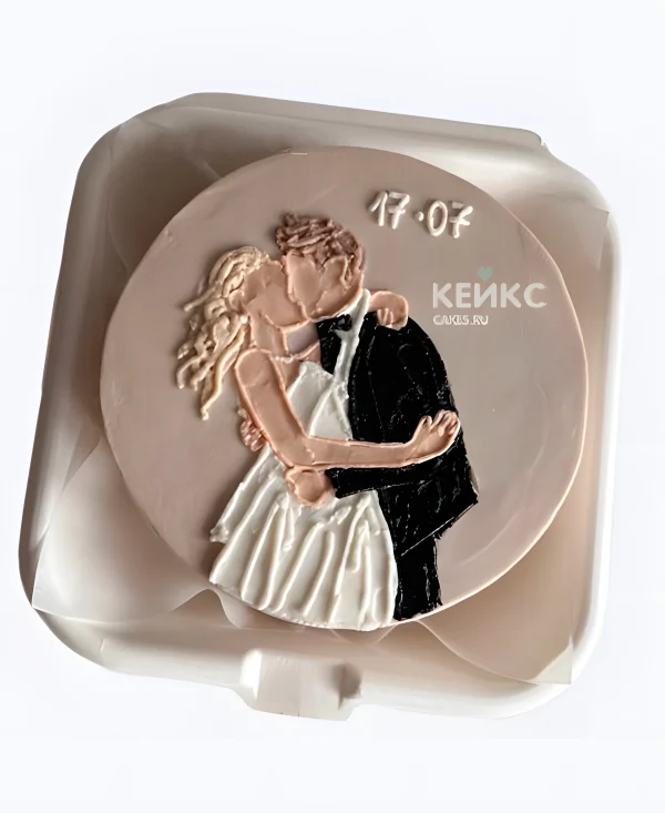 Маленький свадебный торт бенто с парой Фото