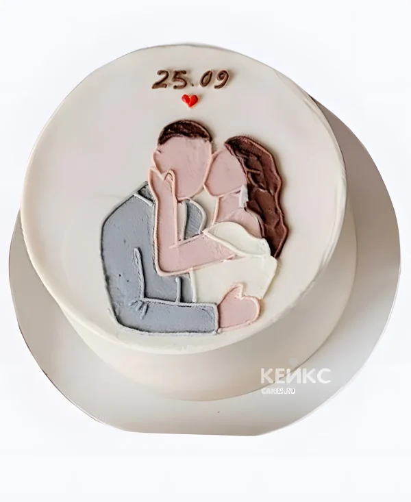 Маленький свадебный торт Пара с сердечком Фото