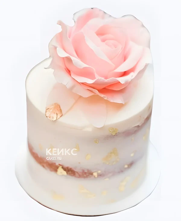 Маленький свадебный торт Розовая роза Фото