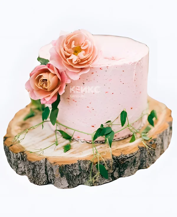 Маленький свадебный торт розы с веточкой Фото